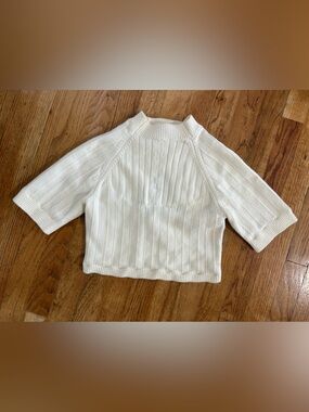 Free People Short Sleeve Cream Cable Knit Sweater